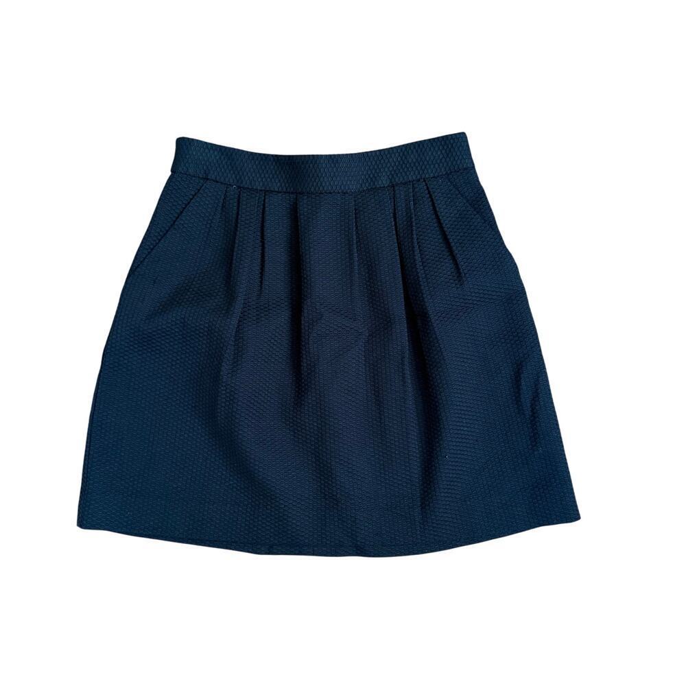 Aqua Black Textured Mini A-Line Skirt Size 0 Career Professional Office